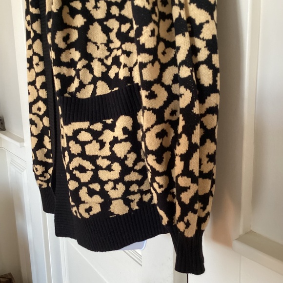 NWT Sugar POP leopard cotton blend cardigan sweater with large pockets size Med - Picture 4 of 16